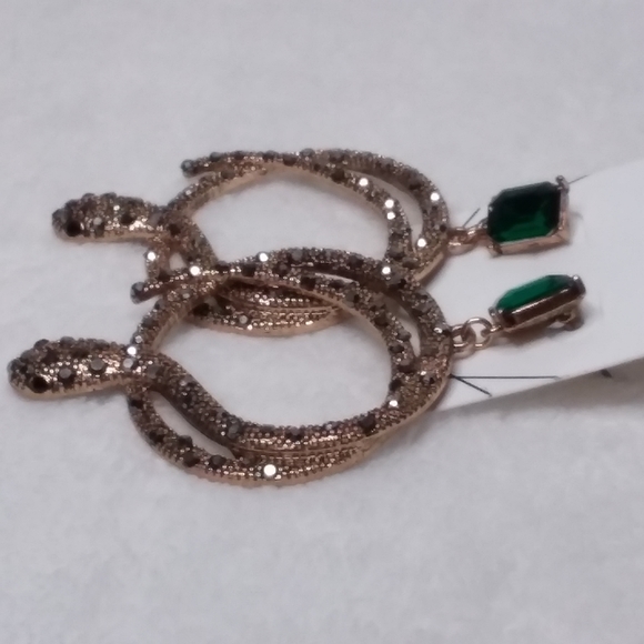 Dangle Snake Pierce Earrings Gold Tone Aldo - Picture 3 of 4